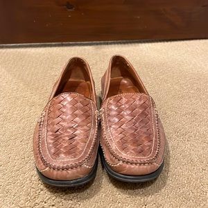 Brown leather loafers